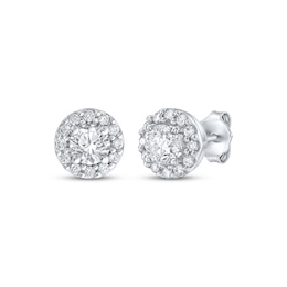 Diamond Halo Stud Earrings 1 ct tw 10K White Gold