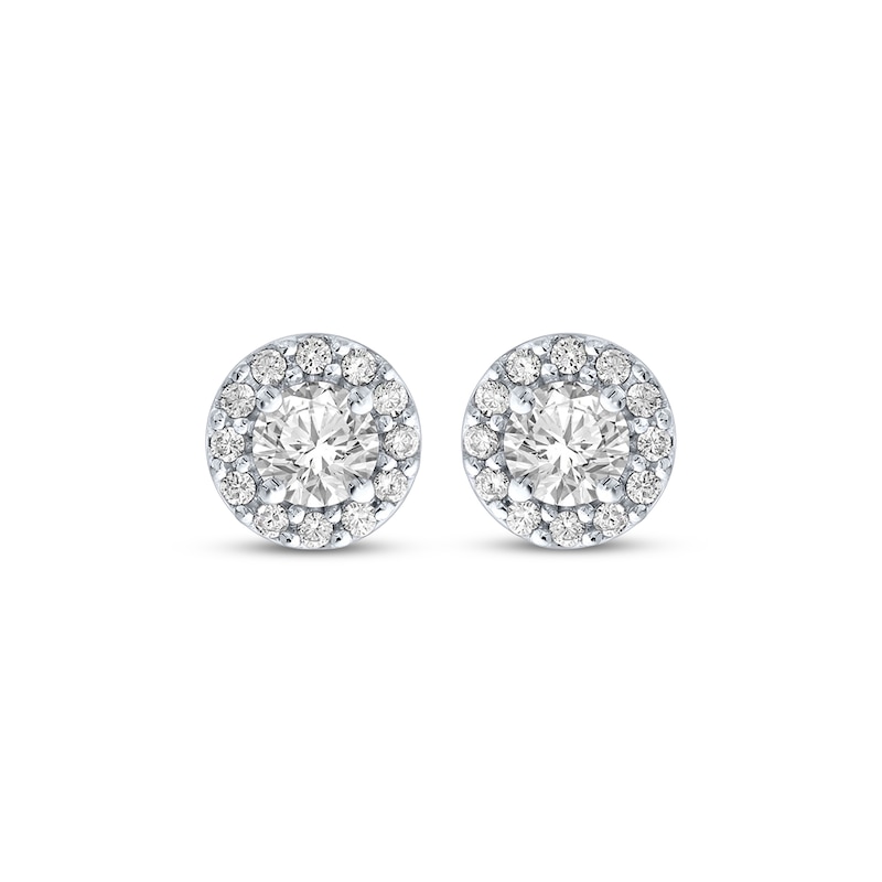 Main Image 2 of Diamond Halo Stud Earrings 1 ct tw 10K White Gold