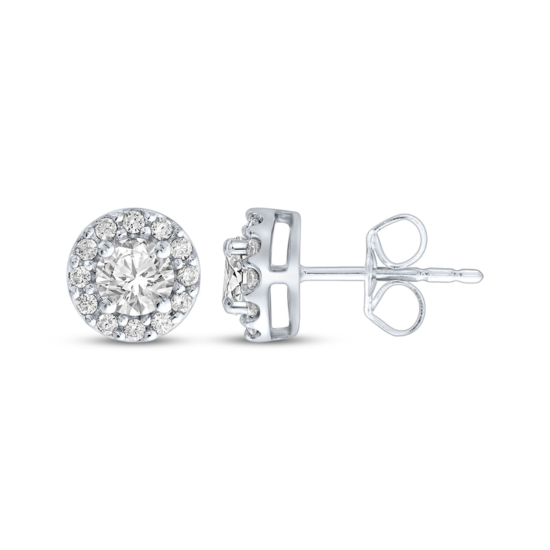 Main Image 3 of Diamond Halo Stud Earrings 1 ct tw 10K White Gold