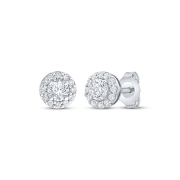 Diamond Halo Stud Earrings 1/2 ct tw 10K White Gold