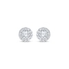Thumbnail Image 2 of Diamond Halo Stud Earrings 1/2 ct tw 10K White Gold