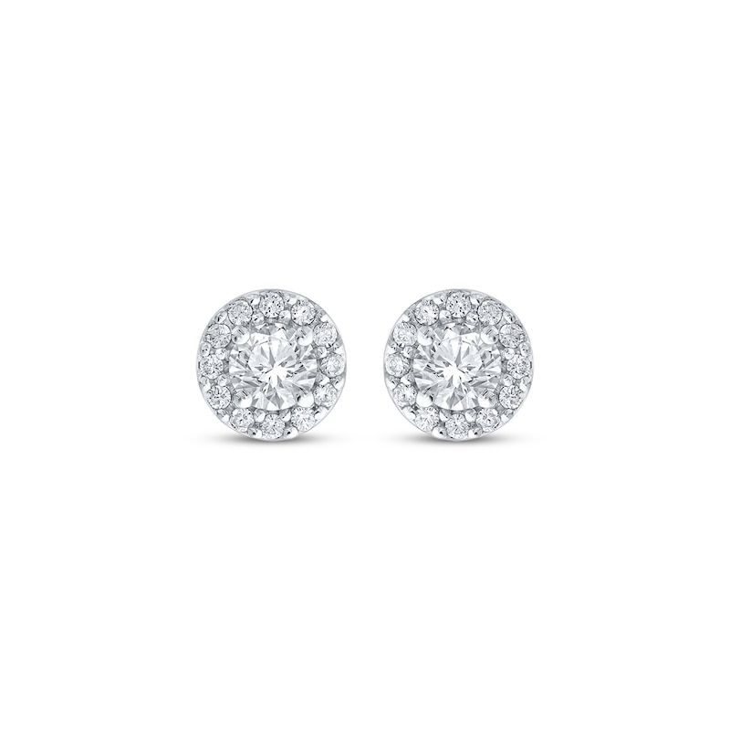 Main Image 2 of Diamond Halo Stud Earrings 1/2 ct tw 10K White Gold