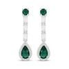 Thumbnail Image 2 of Pear-Shaped Lab-Created Emerald & White Lab-Created Sapphire Drop Earrings Sterling Silver