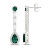 Thumbnail Image 3 of Pear-Shaped Lab-Created Emerald & White Lab-Created Sapphire Drop Earrings Sterling Silver