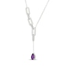 Thumbnail Image 2 of Pear-Shaped Amethyst & White Lab-Created Sapphire "Y" Necklace Sterling Silver 18"