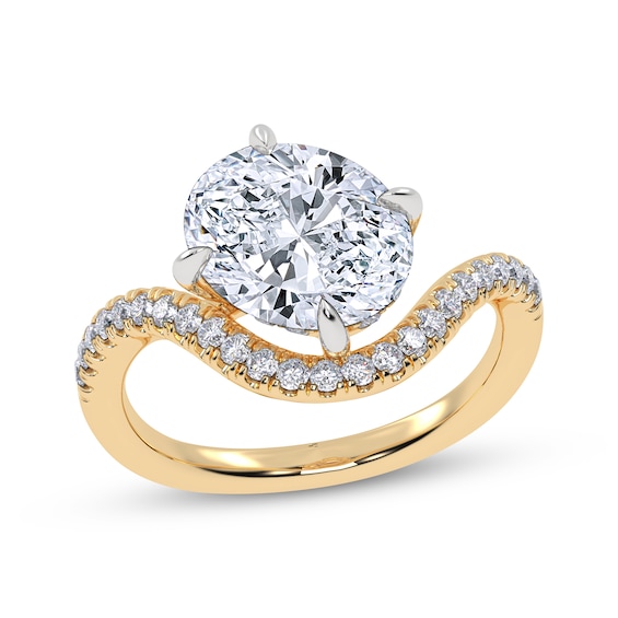 Adore Lab-Grown Diamonds Oval-Cut Hidden Halo Wave Engagement Ring 2-1/4 ct tw 14K Yellow Gold
