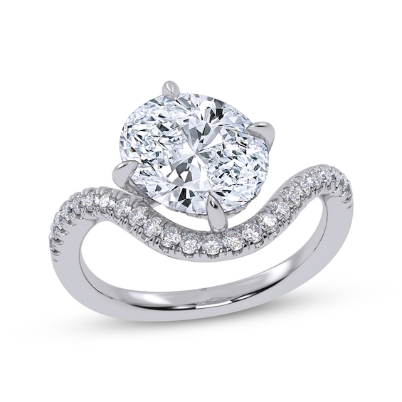 Adore Lab-Grown Diamonds Oval-Cut Hidden Halo Wave Engagement Ring 2-1/4 ct tw 14K White Gold