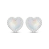 Thumbnail Image 2 of Heart-Shaped Mother-of-Pearl & White Lab-Created Sapphire Halo Stud Earrings Sterling Silver