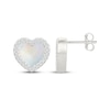 Thumbnail Image 3 of Heart-Shaped Mother-of-Pearl & White Lab-Created Sapphire Halo Stud Earrings Sterling Silver