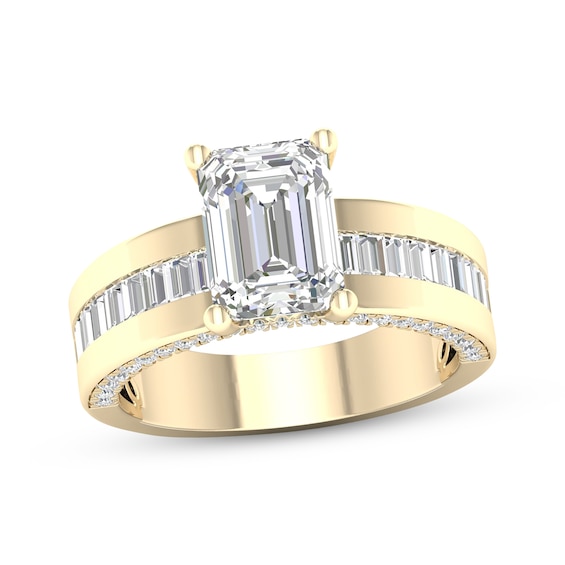 Adore Lab-Grown Diamonds Certified Emerald-Cut Hidden Halo Engagement Ring 3-1/3 ct tw 14K Yellow Gold