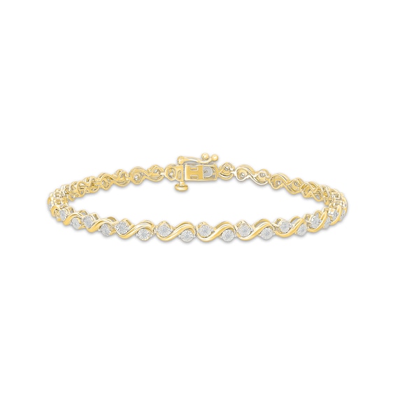 KAY Lab-Grown Diamonds Swirl Curve Bracelet 1/3 ct tw 24K Yellow Gold Vermeil Sterling Silver 7"