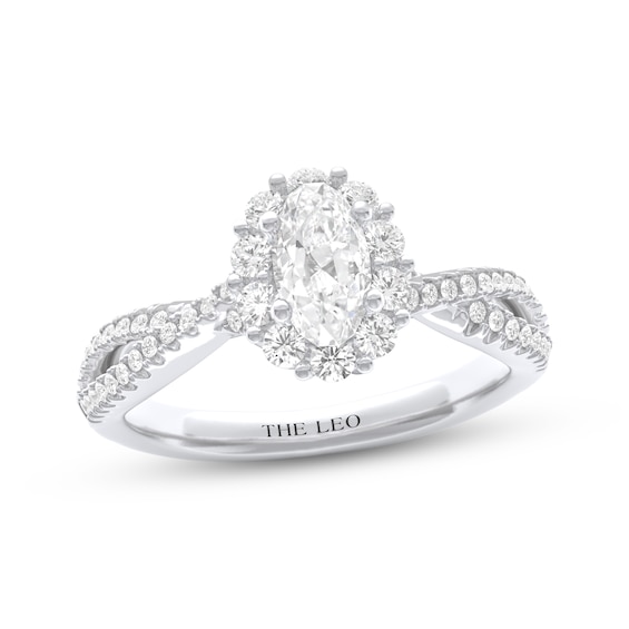 THE LEO Diamond Certified Oval-Cut Halo Engagement Ring 1 ct tw 14K White Gold