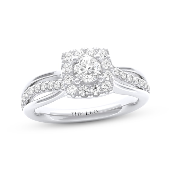 THE LEO Diamond Certified Round-Cut Halo Engagement Ring 3/4 ct tw 14K White Gold