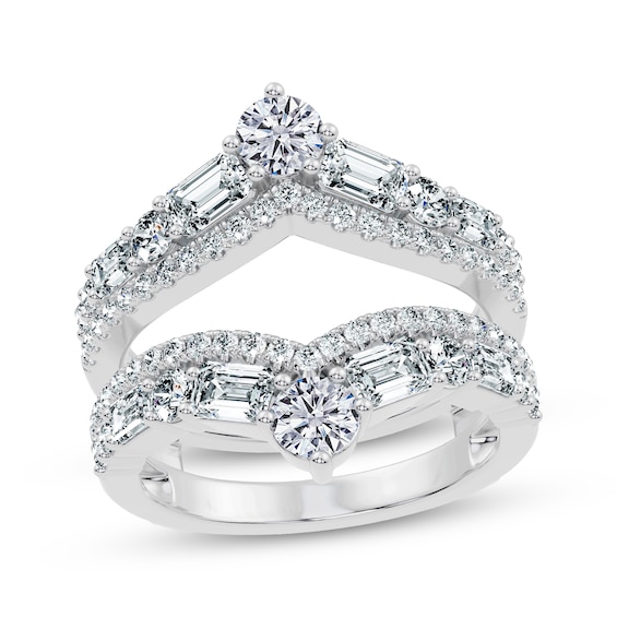 Adore Lab-Grown Diamonds Emerald & Round-Cut Enhancer Ring 2 ct tw 14K White Gold