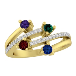 Color Stone and Lab-Created White Sapphire Family Ring