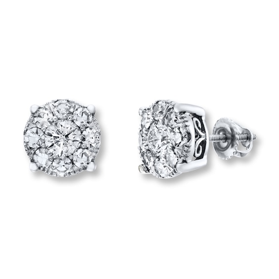 Diamond Earrings 1-1/2 cts tw Round-cut 14K White Gold