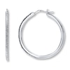 Hoop Earrings Diamond Accents Sterling Silver