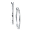 Hoop Earrings Diamond Accents Sterling Silver