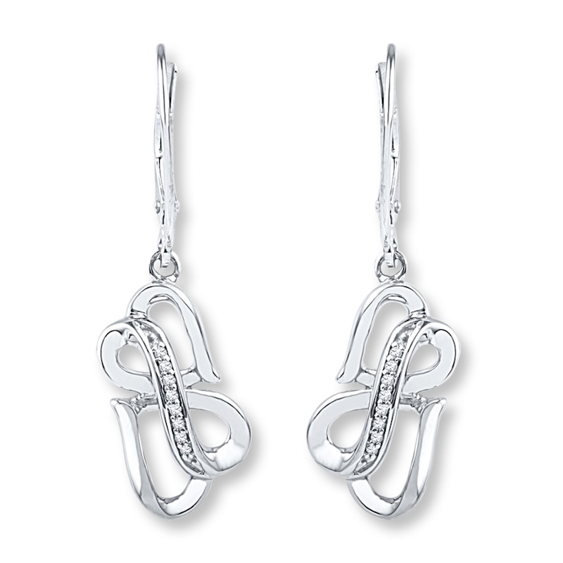Infinity/Heart Earrings 1/15 ct tw Diamonds Sterling Silver