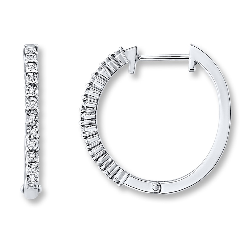 Main Image 1 of Diamond Hoop Earrings 1/15 ct tw Round-cut Sterling Silver