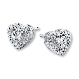 Heart Earrings 1/20 ct tw Diamonds Sterling Silver