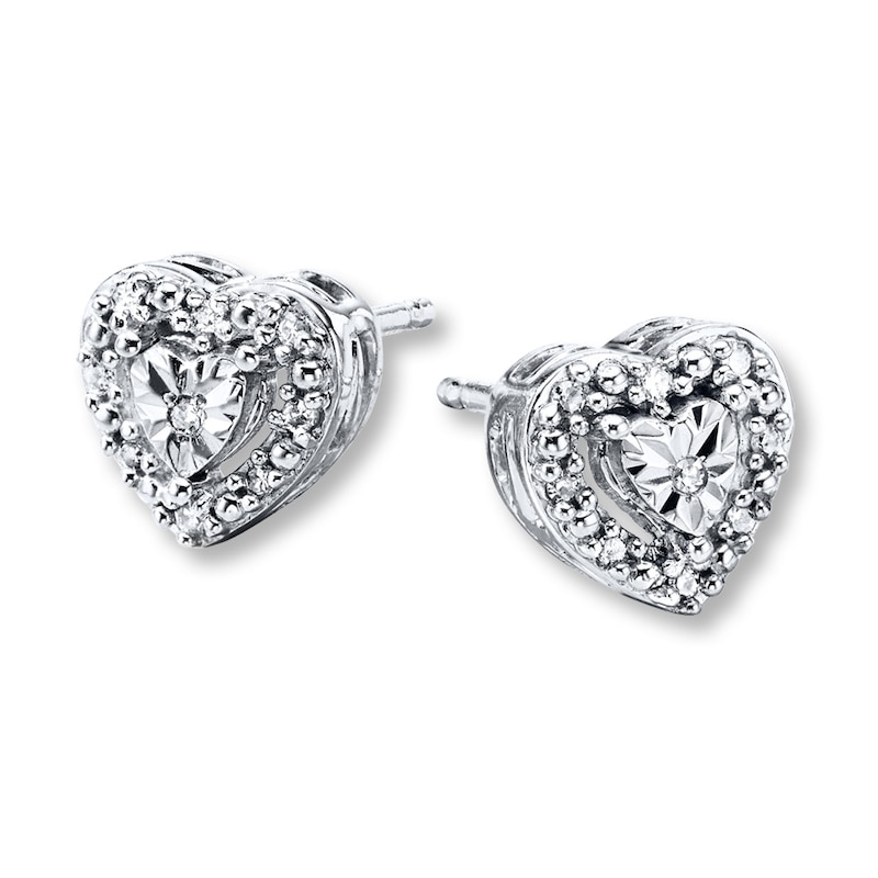 Heart Earrings 1/20 ct tw Diamonds Sterling Silver