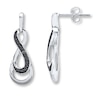 Thumbnail Image 1 of Infinity Earrings Black Diamond Accents Sterling Silver