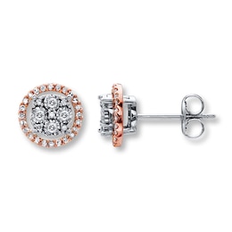 Diamond Earrings 1/4 ct tw Round-cut 10K Two-Tone Gold