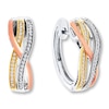 Hoop Earrings 1/5 ct tw Diamonds Sterling Silver & 10K Two-Tone Gold