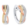 Thumbnail Image 1 of Hoop Earrings 1/5 ct tw Diamonds Sterling Silver & 10K Two-Tone Gold