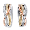 Hoop Earrings 1/5 ct tw Diamonds Sterling Silver & 10K Two-Tone Gold