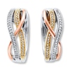 Thumbnail Image 2 of Hoop Earrings 1/5 ct tw Diamonds Sterling Silver & 10K Two-Tone Gold