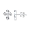 Thumbnail Image 0 of Diamond Cross Earrings 1/10 ct tw Round-cut 10K White Gold