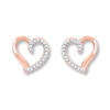 Thumbnail Image 0 of Diamond Heart Earrings 1/10 ct tw Round-cut 10K Rose Gold