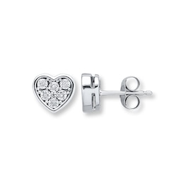 Young Teen Heart Earrings Diamond Accents Sterling Silver
