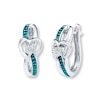 Diamond Heart Earrings 1/15 ct tw Blue/White Sterling Silver
