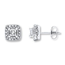 Diamond Earrings 1/4 ct tw Princess-cut 10K White Gold