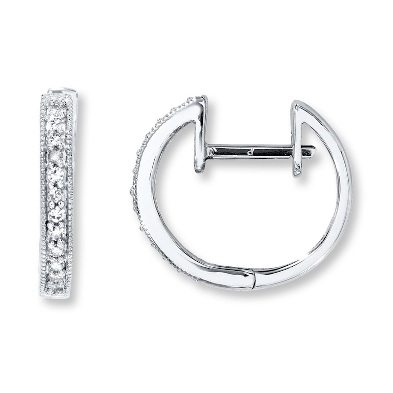 Main Image 1 of Diamond Hoop Earrings 1/6 ct tw Round-cut Sterling Silver
