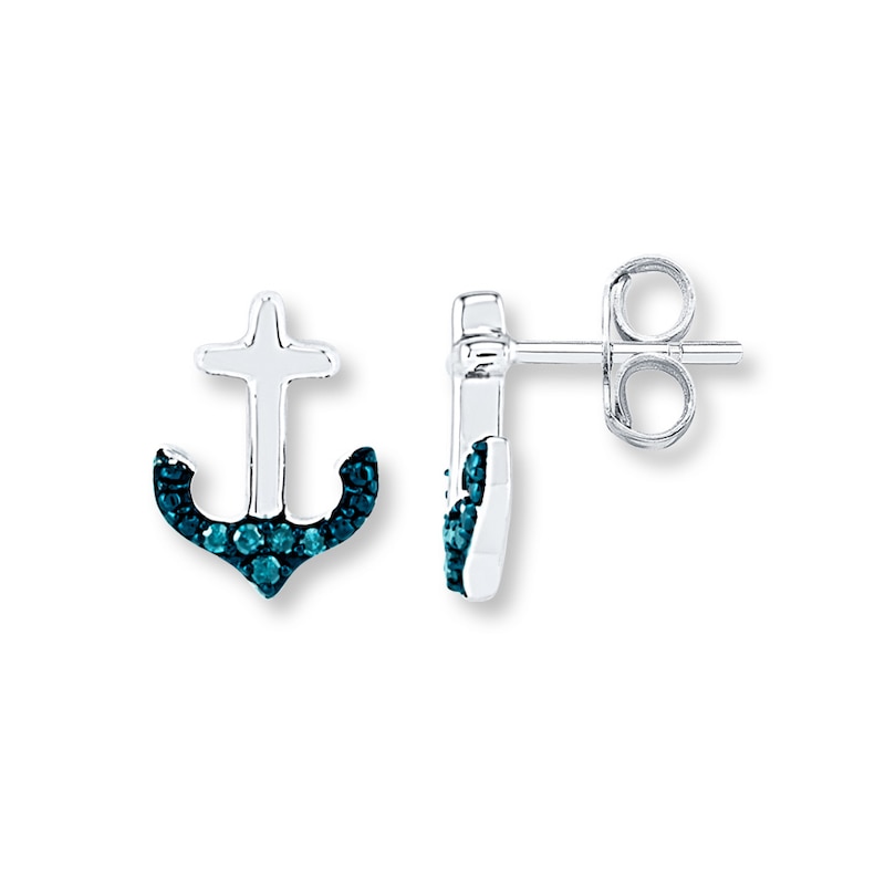 Diamond anchor stud earrings Clearance