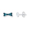 Thumbnail Image 0 of Blue Diamond Dog Bone Earrings 1/15 ct tw Sterling Silver
