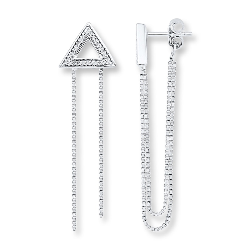 Triangle Earrings 1/10 ct tw Diamonds Sterling Silver