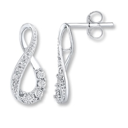 Infinity Symbol Earrings 1/15 ct tw Diamonds Sterling Silver