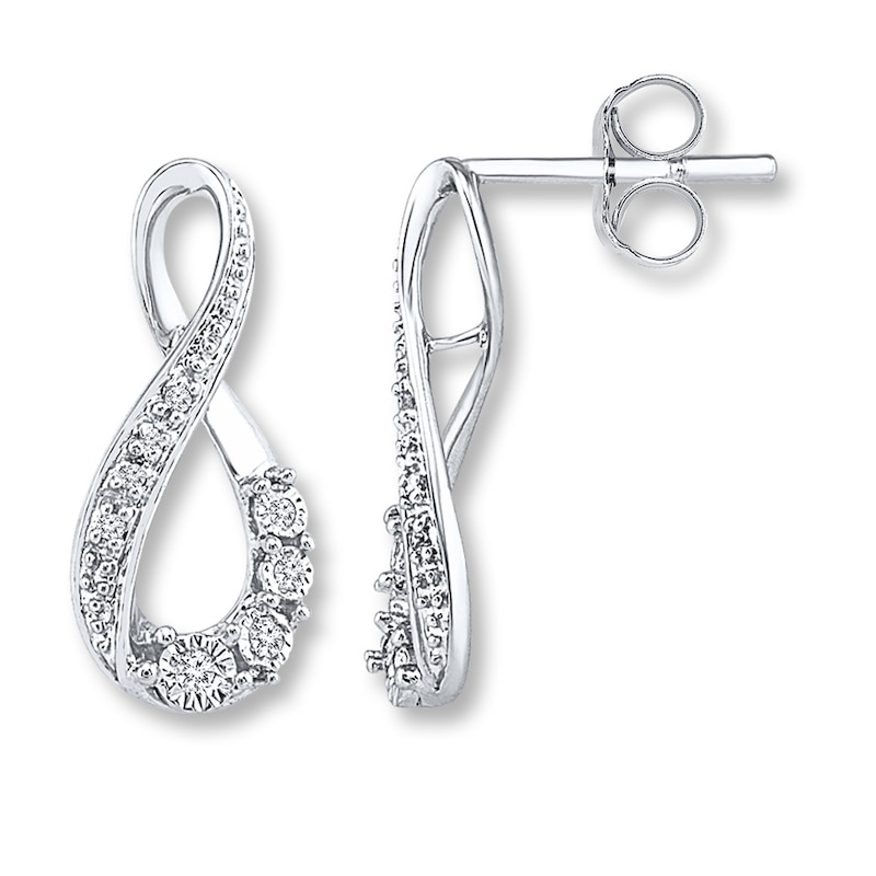 Main Image 1 of Infinity Symbol Earrings 1/15 ct tw Diamonds Sterling Silver