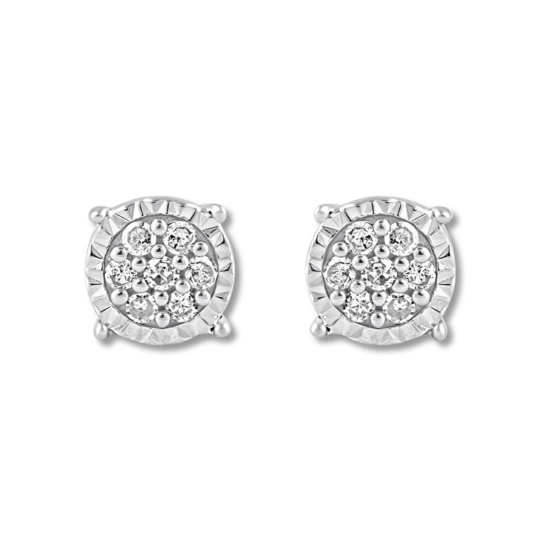 Diamond Earrings 1/10 ct tw Round-cut Sterling Silver