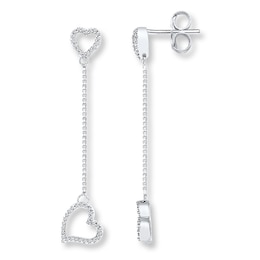 Heart Earrings 1/5 ct tw Diamonds Sterling Silver