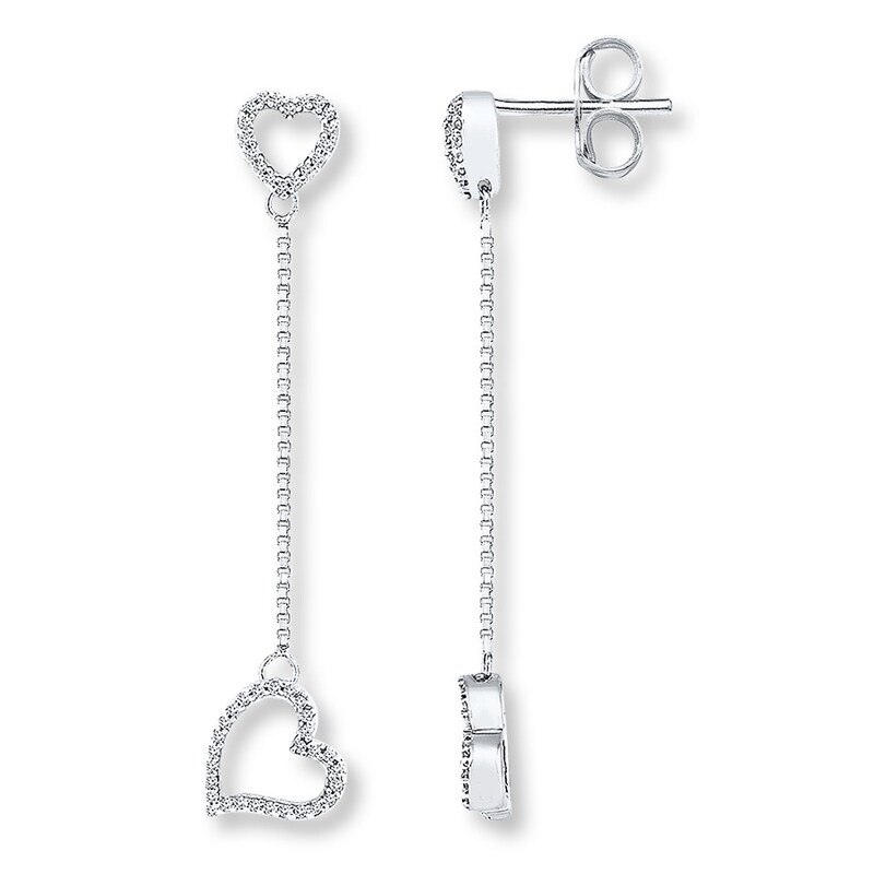 Main Image 1 of Heart Earrings 1/5 ct tw Diamonds Sterling Silver