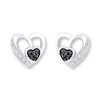 Thumbnail Image 0 of Heart Earrings 1/10 cttw Black & White Diamonds Sterling Silver