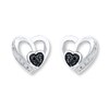Thumbnail Image 1 of Heart Earrings 1/10 cttw Black & White Diamonds Sterling Silver