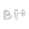Thumbnail Image 0 of Heart Earrings 1/20 cttw Diamonds Sterling Silver & 10K Rose Gold