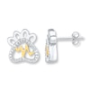 Thumbnail Image 0 of Paw Print Earrings Diamond Accents Sterling Silver & 10K Yellow Gold